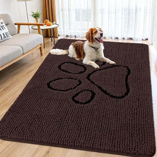 Vista 90 de Smiry Tapete para puerta de perro para patas fangosas, absorbente y Gris y negro
