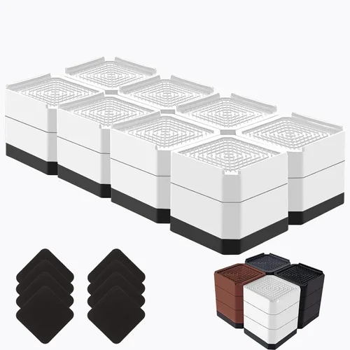 Vista 20 de Elevadores de cama resistentes, bloques elevadores de muebles ajustables de 1.5, 3, 4.3 pulgadas para patas de sofá, mesa, escritorio, refrigerador
