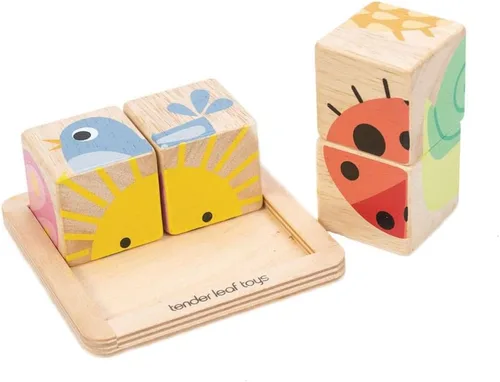 Vista 5 de Tender Leaf Toys - Baby Blocks - Rompecabezas de madera de 5 piezas con bandeja de almacenamiento para niños pequeños de 18 meses
