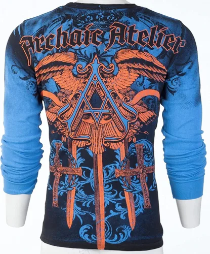 Vista 3 de Archaic by Affliction - Camisa térmica de manga larga para hombre, Azul