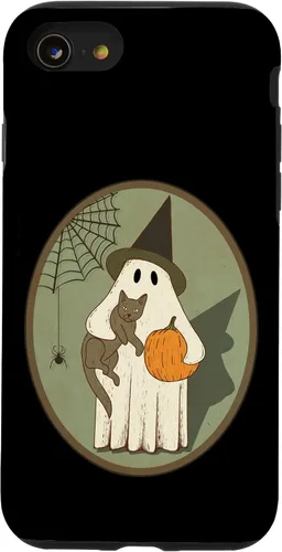 Vista 18 de iPhone 16 Vintage Ghost with Cat Halloween Graphic Case