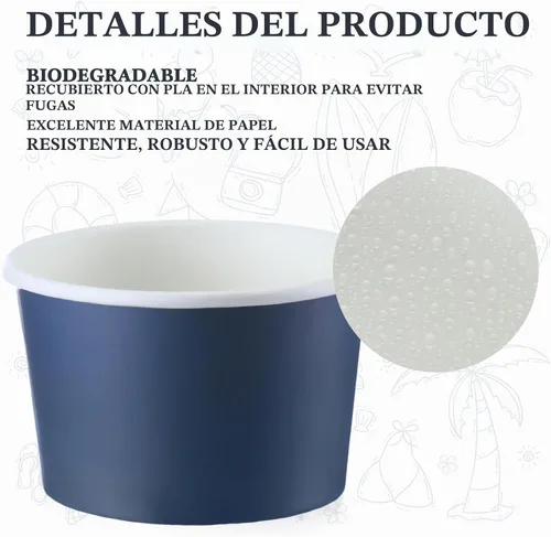 Vista 3 de Didaey - 100 cuencos de helado de 5 onzas desechables de papel para postre
