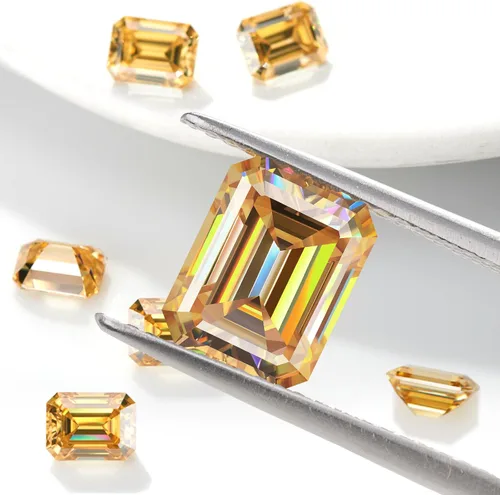 Vista 2 de Moissanite Loose Stones 2Carat Emerald Cut Lab Diamond Simulated Diamond Gemstones for Ring Stud Earring Pendant Jewelry Making with Certificate of