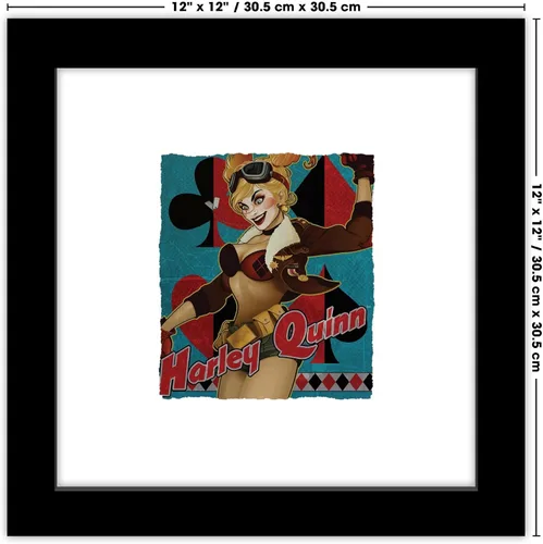 Vista 7 de Trends International Gallery Pops DC Comics Bombshells - Harley Quinn - Póster de pared de Arlequín, 12 x 12 pulgadas, versión enmarcada en negro
