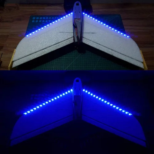Vista 2 de Tira de luces LED para aviones de ala fija ala con control remoto, drones, autos y camiones de control remoto.