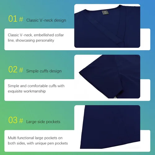 Vista 5 de niaahinn Conjunto de ropa quirúrgica clásica con cuello en V y pantalón deportivo de yoga, uniforme médico de enfermería
