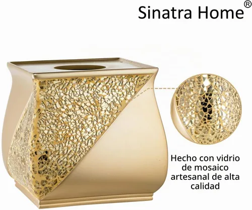 Vista 4 de Zahari Home Sinatra - Caja de pañuelos cuadrada para baño, dormitorio, sala de estar, champán