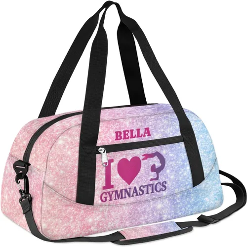 Vista 2 de Bolsa de baile personalizada para niña, bolsa de lona deportiva personalizada, bolsas de fin de semana, bolsa de viaje para gimnasia y teñido