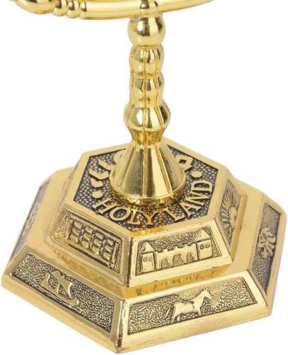 Vista 4 de Menorá 12 Tribus de Israel, soporte de velas judío, templo de Jerusalén, 7 ramas (12.7 cm, dorado)
