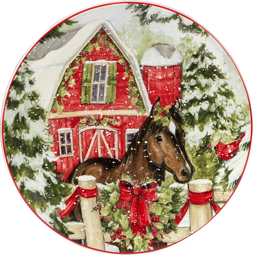 Vista 2 de Certified International Homestead Christmas - Juego de 4 platos de postre/ensalada de 9 pulgadas