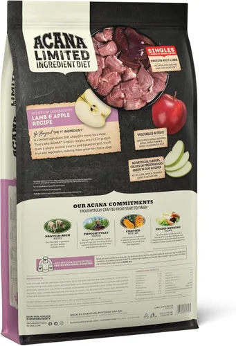 Vista 2 de Acana Singles - Alimento seco para perros con fórmula de cordero y manzana con ingredientes limitados, 25 libras