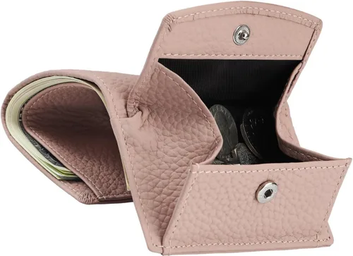 Vista 11 de Karmiir RFID - Cartera pequeña de cuero para hombres y mujeres con bolsa para monedas, billetera compacta de triple bolsillo con ranura