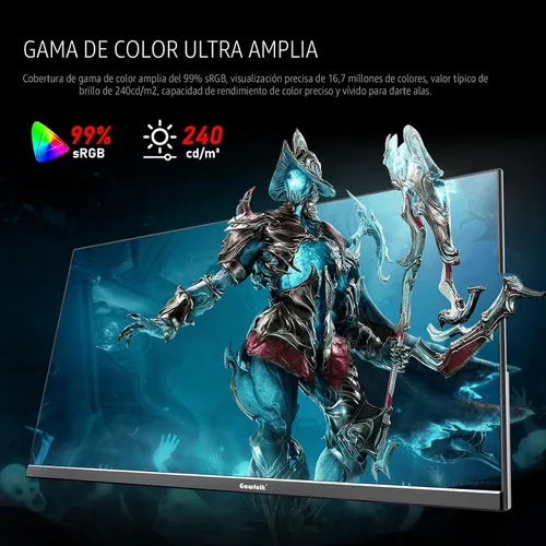 Vista 5 de Gawfolk - Monitor para juegos de 24.5 pulgadas, PC 200Hz, pantalla FHD 1080p, altavoces incorporados, 1ms sin bisel, FreeSync, 99% sRGB, ángulo