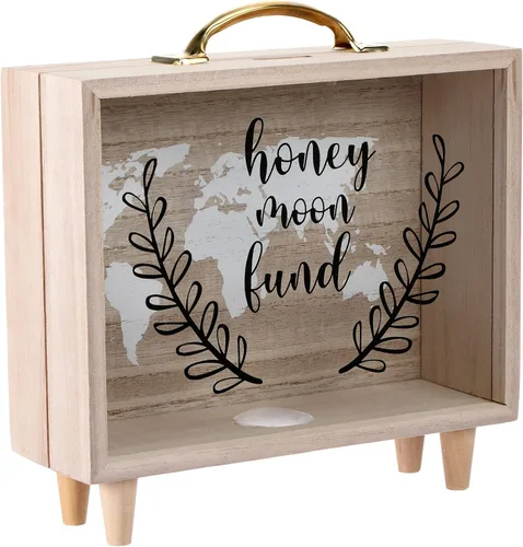 Vista 10 de Vesici Caja de Fondos de Viaje Alcancía para Adultos Caja de Ahorros de Dinero Maleta Decorativa de Vacaciones Banco de Monedas de Madera