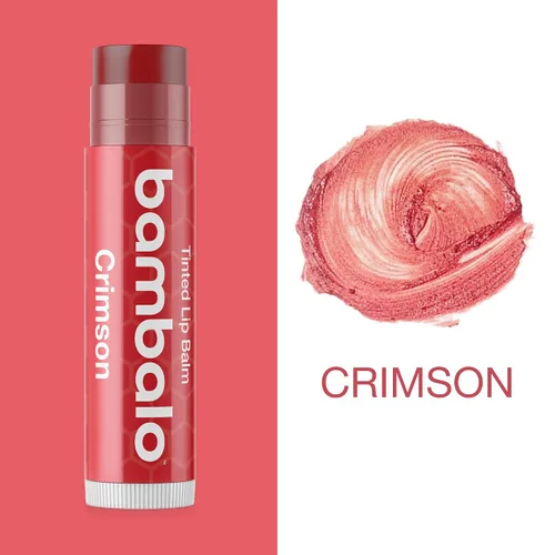 Vista 2 de Bálsamo labial tintado carmesí, paquete de 4 unidades, cuidado hidratante hidratante, tinte rojo intenso, fórmula orgánica natural, acondicionador