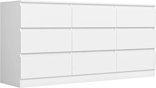 Vista 28 de Vibe & Dine Cómoda Doble de 8 Cajones, Cómoda Moderna con Almacenamiento Amplio para Closet, Dormitorio, Sala de Estar, Negro