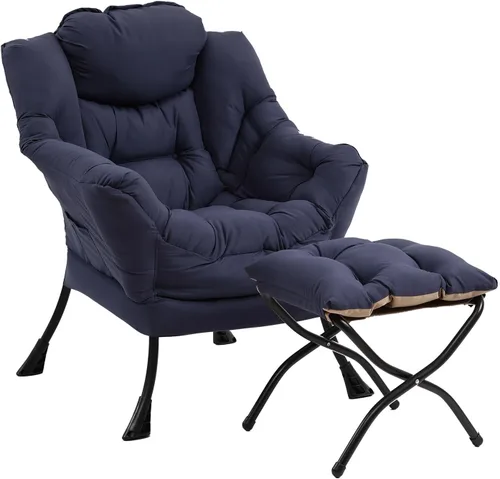 Vista 23 de Furlide - Silla perezosa con otomana, silla moderna con reposapiés plegable, silla de acento de salón, silla de lectura cómoda, sillones grandes