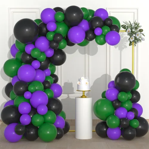 Vista 21 de Juego de globos de color azul real, negro y plateado metálico, 122 unidades, guirnalda de arco de globos azul real y negro para videojuegos