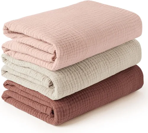 Vista 16 de Konssy paquete de 3 mantas de muselina para envolver al bebé unisex, manta de recepción para recién nacidos, tamaño grande 47 x 47 pulgadas, mantas
