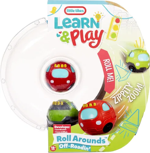 Vista 5 de Little Tikes Learn & Play Roll Arounds Off Roadin' Vehicle Paquete de 2 autos de juguete y juego de pelota en uno, fácil agarre y rollo, regalos
