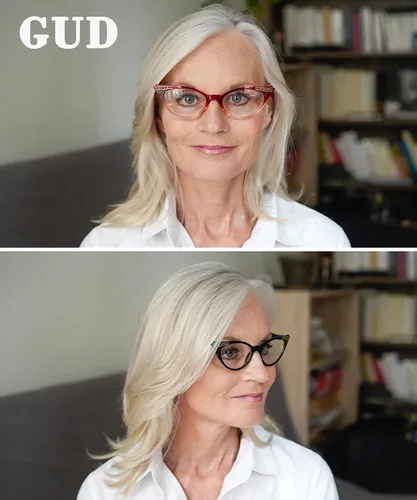 Vista 2 de GUD 3 pares de anteojos de lectura estilo ojo de gato para mujer (negro/tortuga/morado transparente)