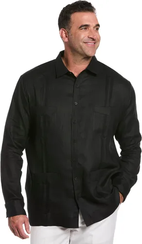 Vista 17 de Cubavera Camisa Guayabera de manga larga con cuatro bolsillos para hombre, 100 % de lino, detalle de pinzas, ajuste relajado