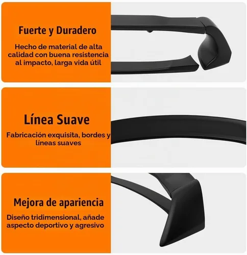 Vista 7 de Alerón de maletero para Honda Civic Sedan 2012-2015 de 4 puertas, negro sin pintar