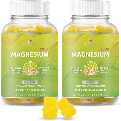 Vista 10 de BeLive Gomitas de magnesio de 200 mg - 60 unidades Suplementos de glicinato de magnesio para relajación, alivio del estrés y sueño para adultos