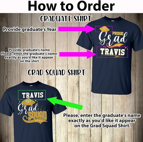 Vista 2 de Family Graduation Shirts Matching Graduate Custom Personalizesd Squad Proud Graduate Proud Family of The Graduate Prom Class of 2025 Senior Custom
