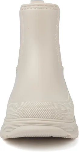 Vista 3 de Botas Chelsea de lluvia cortas para mujer, impermeables, antideslizantes en el tobillo Beige-e