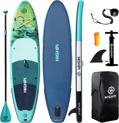Vista 10 de Highpi Inflatable Stand Up Paddle Board for Youth and Adults – Wide Sup with Premium Accessories, Blow Up Paddleboard for Surfing, Fishing, Yoga &