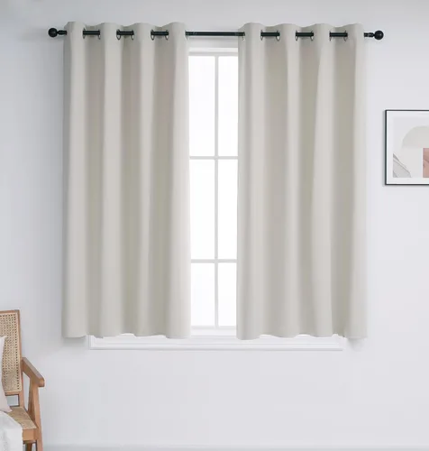 Vista 13 de INLINAS Cortinas opacas para dormitorio, aislamiento térmico, reducción de ruido, juego de 2 paneles de ahorro de energía, beige, 42 pulgadas