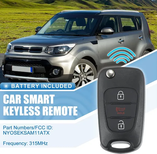 Vista 2 de X AUTOHAUX 3 botones Flip Car entrada sin llave control remoto reemplazo llavero proximidad Smart Fob NYOSEKSAM11ATX para Kia Sportage 2012-2013
