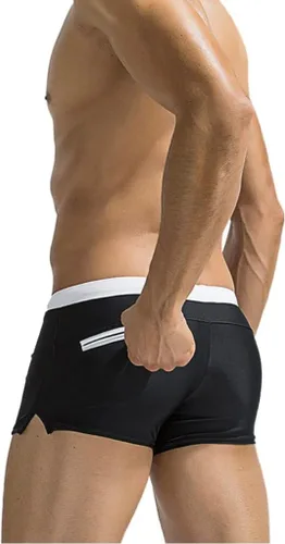 Vista 2 de Traje de baño de corte cuadrado para hombre y traje de arrastre, bolsillo trasero