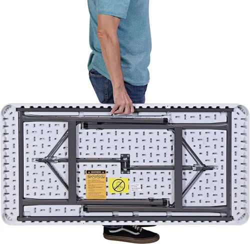 Vista 4 de Realspace® Mesa plegable de plástico moldeado, 4'W, platino