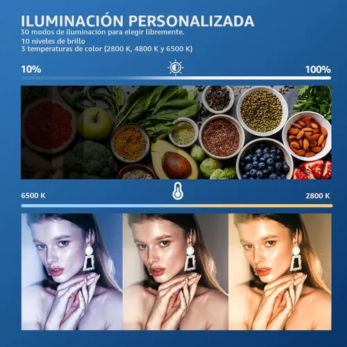 Vista 5 de NiceVeedi Kit de iluminación LED para fotografía, paquete de 2 luces de video portátiles de 8 pulgadas con soporte de trípode ajustable de 29 7.9 in
