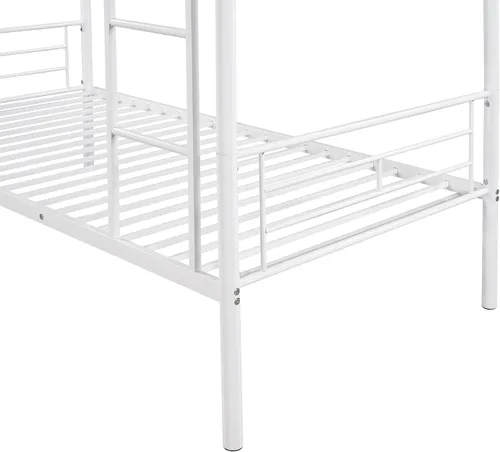 Vista 8 de Harper & Bright Designs Litera de metal individual sobre individual con escalera extraíble, marco de cama resistente con rieles de protección