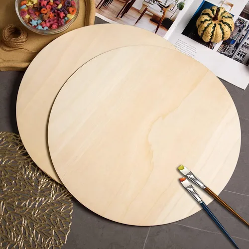 Vista 4 de Paquete de 18 círculos redondos de madera de 18 pulgadas para manualidades, recortes de madera redondos en blanco, discos de madera sin terminar