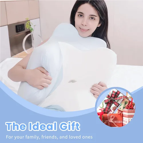 Vista 2 de Almohada cervical para aliviar el dolor de cuello y hombros para dormir, almohada ergonómica de espuma viscoelástica para dormir de lado, espalda