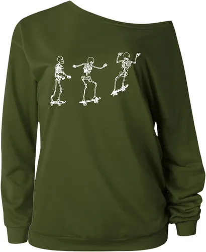 Vista 3 de Sudadera de manga larga de Halloween para mujer, blusas sueltas para uso diario