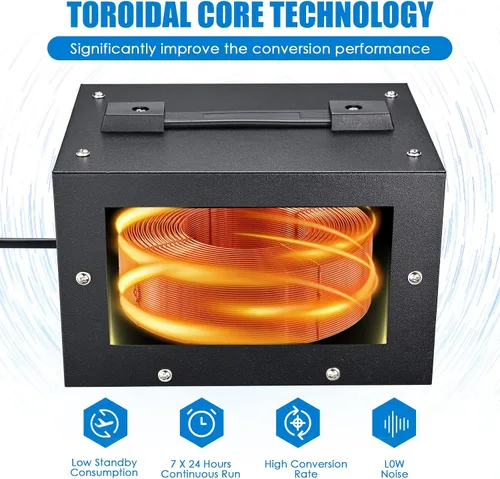 Vista 7 de Transformador de voltaje de 1000 W - Paso arriba y abajo - Protección de disyuntor de circuito Transformador de potencia universal de salida dual