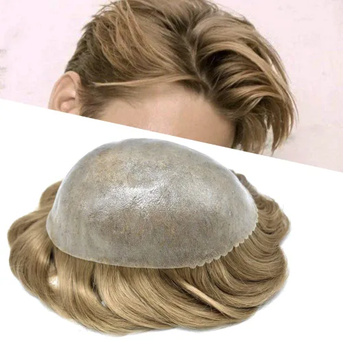 Vista 14 de Toupee - Sistema de pelo de poliuretano para hombre, repuesto completo de pelo de polietileno para hombres (8 x 10 pulgadas, 1 negro azabache)