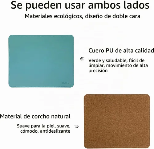 Vista 2 de MelVan Alfombrilla de mouse de piel sintética con borde cosido, alfombrilla de mouse de madera, alfombrilla de mouse impermeable para computadoras