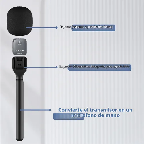 Vista 3 de Soporte de micrófono DJI Soporte de micrófono de entrevista de mano para RODE y DJI Wireless GO, compatible con plataformas Lavalier, estaciones