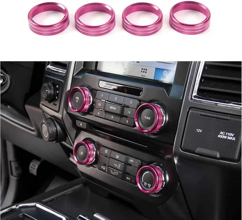 Vista 11 de Keptrim Para interruptores de aire acondicionado F150, perilla de CA VOL, botón de anillo para Ford F150 XLT 2015 2016 2017 2018 2019, aluminio Negro