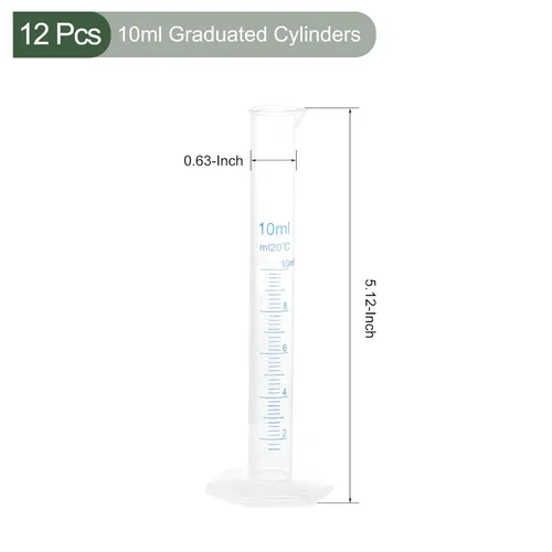 Vista 2 de YOKIVE 12 cilindros de medición, cilindro graduado de plástico, multiusos, ideal para proyectos de bricolaje, laboratorio de ciencias