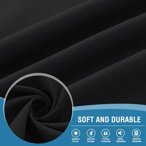 Vista 4 de H.VERSAILTEX Paneles de cortina 100% opacas de 45 pulgadas de largo, con aislamiento térmico, cortinas opacas con forro para dormitorio, dos capas