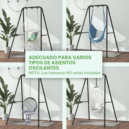 Vista 5 de G TALECO GEAR Soporte para silla de hamaca, soporte de hamaca multiusos de acero resistente de 300 libras para interiores y exteriores, silla Negro
