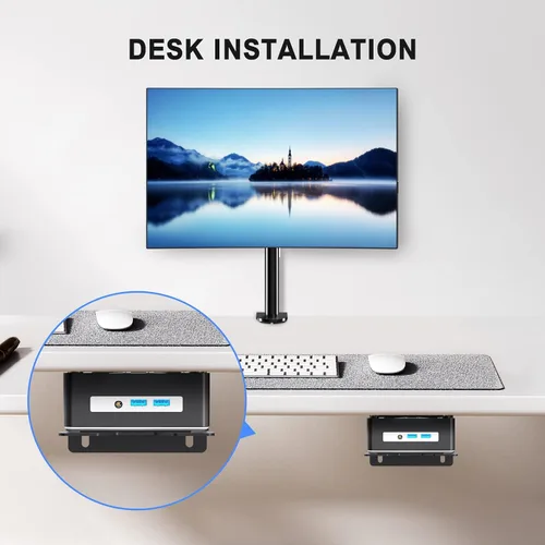 Vista 4 de Pholiten Soporte de Montaje Ajustable para Mini PC de Cliente Delgado, Soporte para Computadora CPU VESA Bajo Escritorio y Brazo de Monitor