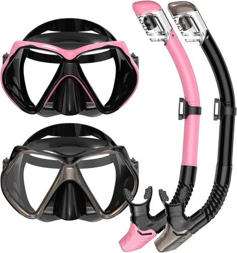 Vista 10 de Equipo de esnórquel para adultos, esnórquel seco, juego de máscara para adultos, máscara de buceo, equipo de buceo, gafas de natación con cubierta